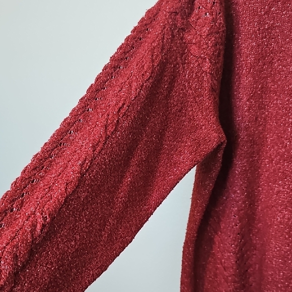 Lauren Conrad XL Oversized Cozy Red Knit Cable knit Mock Neck Sweater XL - Picture 4 of 7